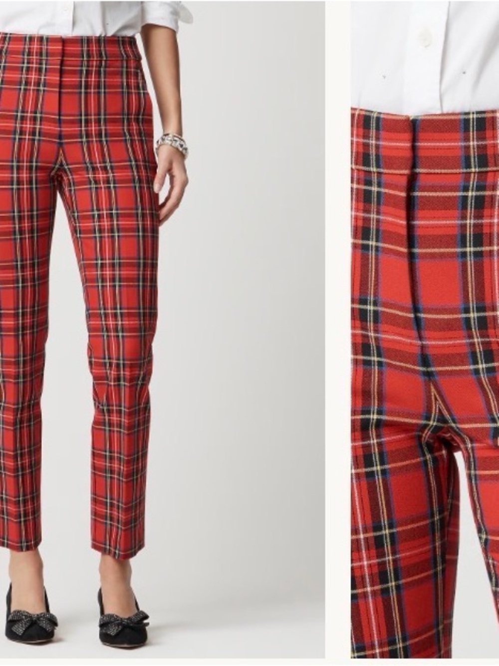 J. Crew Kelsey Tartan plaid Red Plaid Pants.